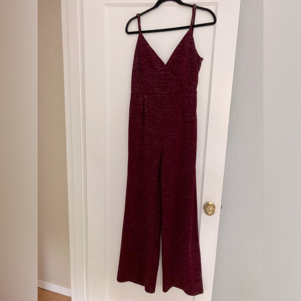 Lush sparkle maroon purple jumpsuit (Size medium)